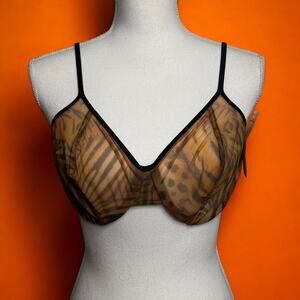 Vintage Y2K Vassarette Size 36C Animal Print Underwire Sheer Bra Deadstock NWT